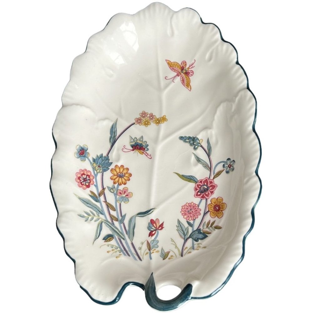 Vtg Jardin by ANDREA BY SADEK Oval Ceramic Leaf Dishes Japan 1980s READ
